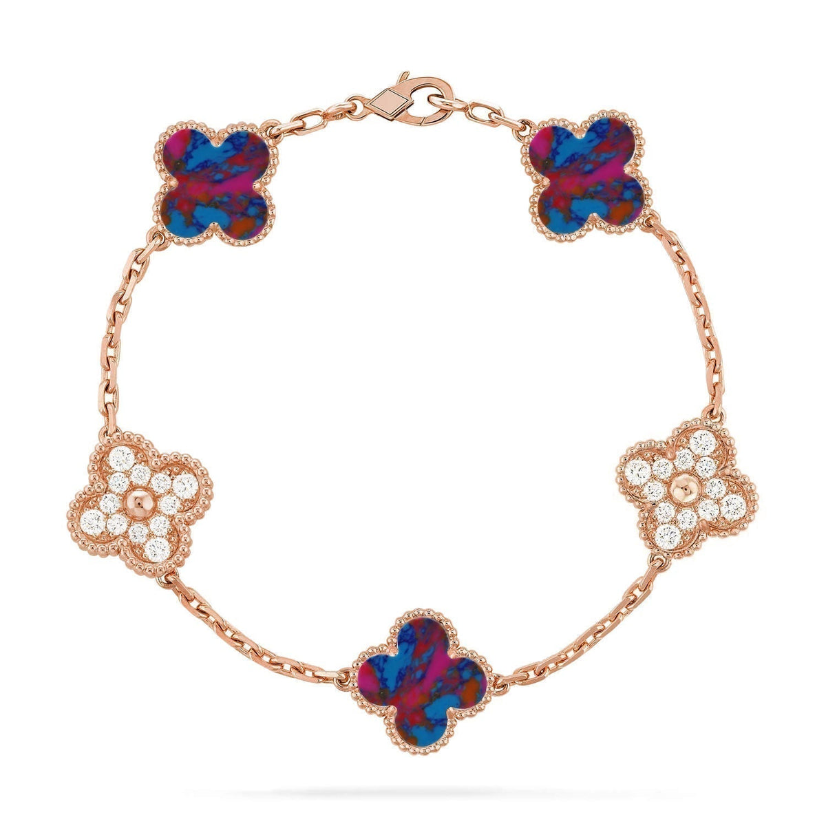 [Resenly Jewelry]CLOVER 5 MOTIF COLOR GEMSTONES BRACELET COLLECTION