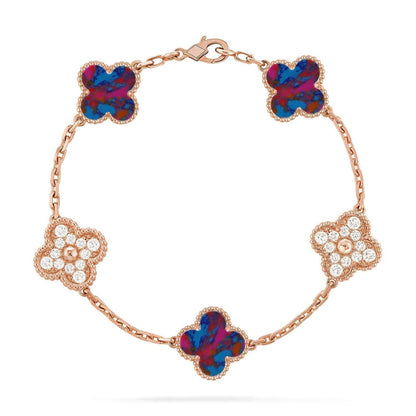 [Resenly Jewelry]CLOVER 5 MOTIF COLOR GEMSTONES BRACELET COLLECTION