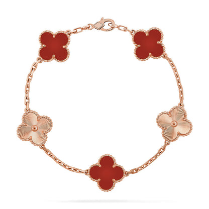 [Resenly Jewelry] CLOVER 5 MOTIF RED CORNELIAN BRACELET COLLECTION