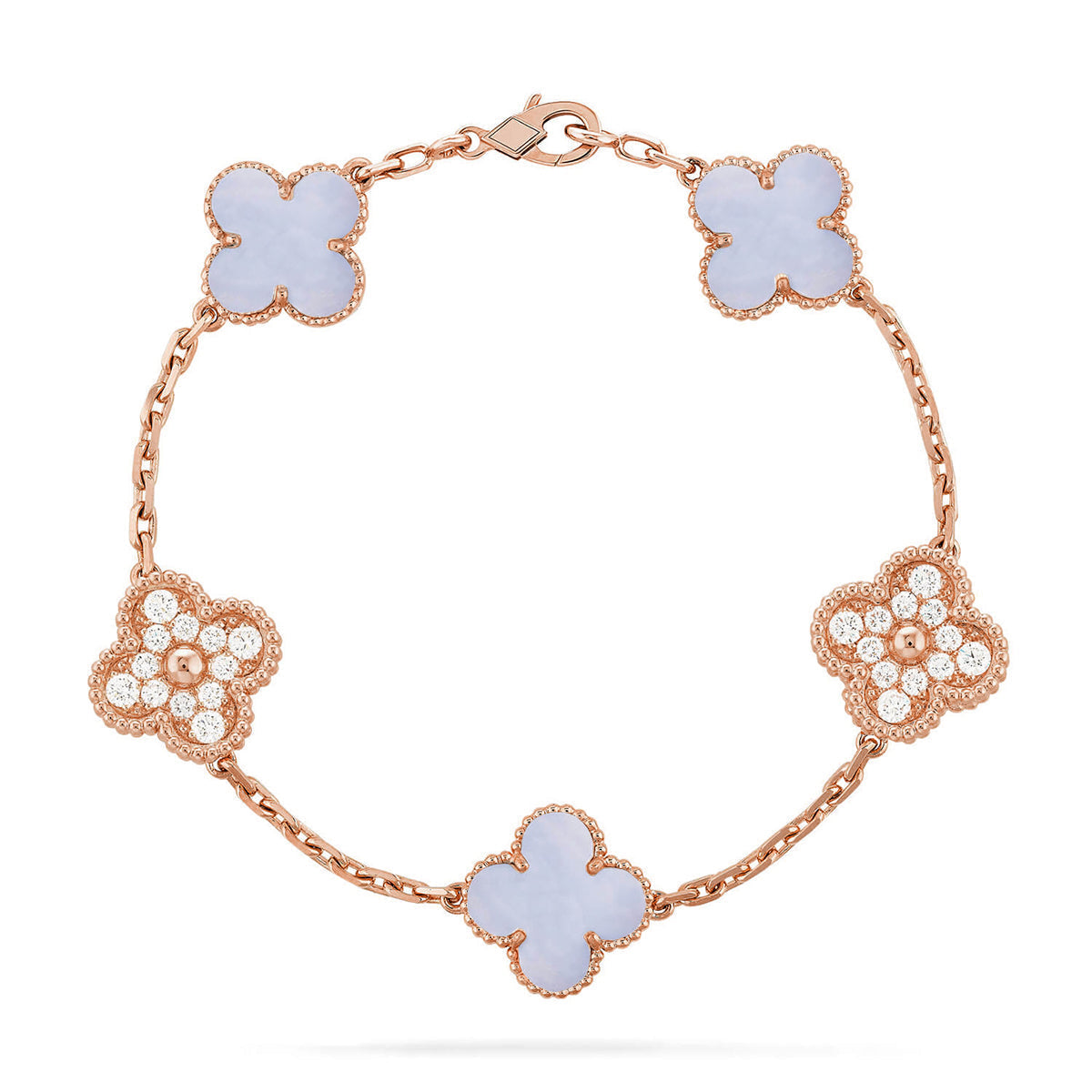 [Resenly Jewelry] CLOVER 5 MOTIF PURPLE CHALCEDONY BRACELET COLLECTION