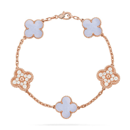 [Resenly Jewelry] CLOVER 5 MOTIF PURPLE CHALCEDONY BRACELET COLLECTION