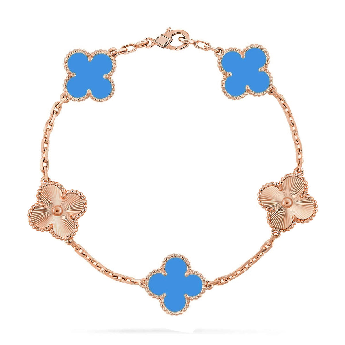 [Resenly Jewelry] CLOVER 5 MOTIF BLUE AGATE BRACELET COLLECTION