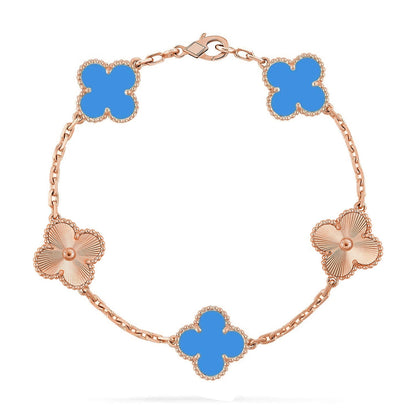 [Resenly Jewelry] CLOVER 5 MOTIF BLUE AGATE BRACELET COLLECTION