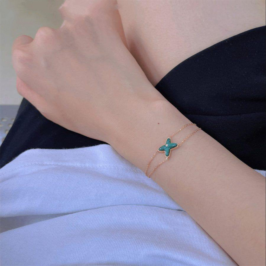 [Resenly Jewelry]JEUX BRACELET MALACHITE PINK GOLD 1 DIAMOND