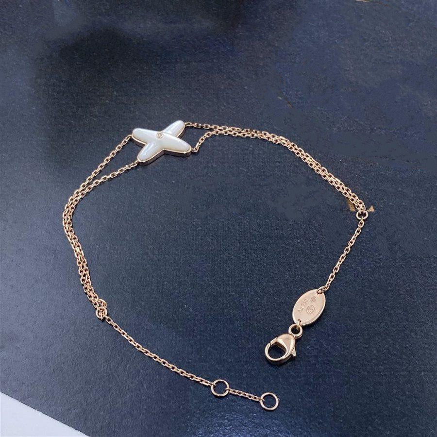 [Resenly Jewelry]JEUX BRACELET WHITE MOP PINK GOLD 1 DIAMOND
