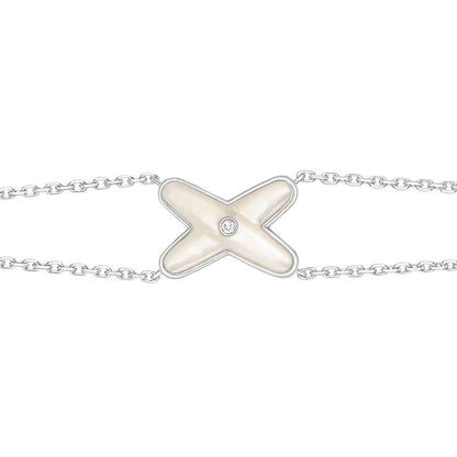 [Resenly Jewelry]JEUX BRACELET WHITE MOP SILVER 1 DIAMOND