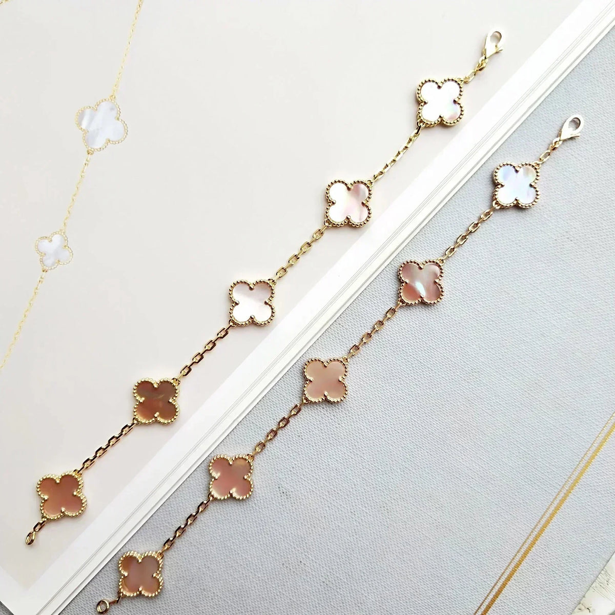 [Resenly Jewelry] CLOVER 5 MOTIFS  PINK MOP BRACELET COLLECTION