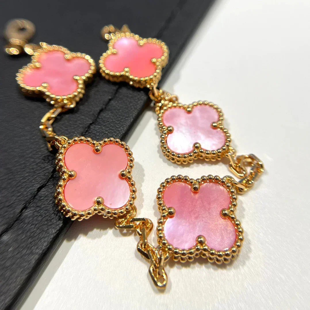 [Resenly Jewelry] CLOVER 5 MOTIFS  PINK MOP BRACELET COLLECTION
