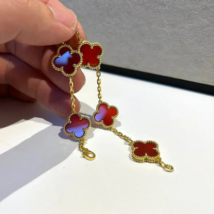 [Resenly Jewelry] CLOVER 5 MOTIF RED CORNELIAN BRACELET COLLECTION