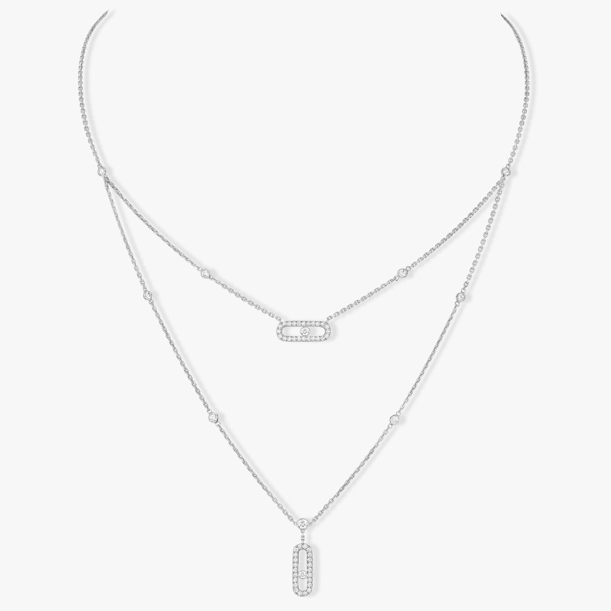 [Resenly Jewelry]MOVE 2 ROW DIAMOND NECKLACE