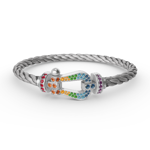 [Resenly Jewelry]FORC LARGE HORSESHOE  COLORED DIAMOND BRACELET SILVER