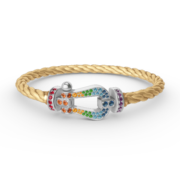[Resenly Jewelry]FORC LARGE HORSESHOE  COLORED DIAMOND BRACELET SILVER