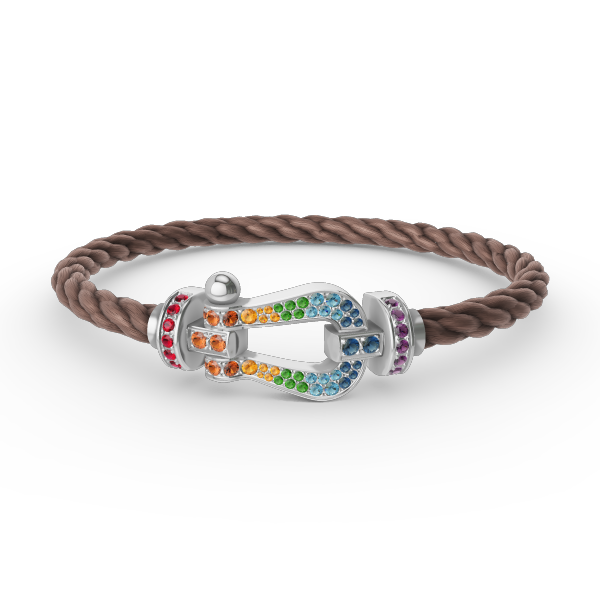 [Resenly Jewelry]FORC LARGE HORSESHOE  COLORED DIAMOND BRACELET SILVER
