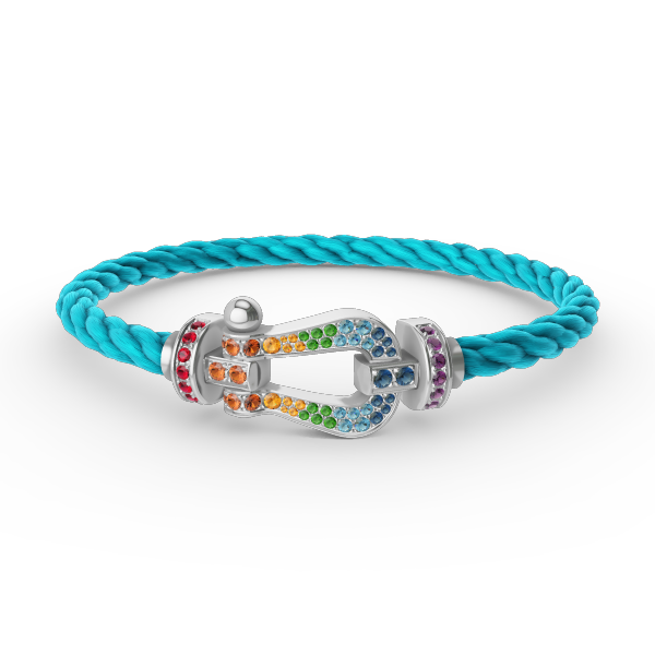[Resenly Jewelry]FORC LARGE HORSESHOE  COLORED DIAMOND BRACELET SILVER