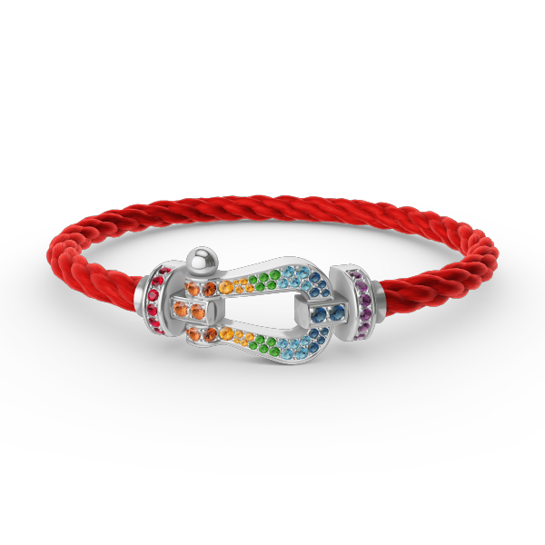[Resenly Jewelry]FORC LARGE HORSESHOE  COLORED DIAMOND BRACELET SILVER