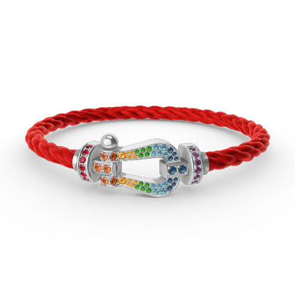 [Resenly Jewelry]FORC LARGE HORSESHOE  COLORED DIAMOND BRACELET SILVER