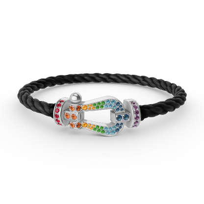 [Resenly Jewelry]FORC LARGE HORSESHOE  COLORED DIAMOND BRACELET SILVER