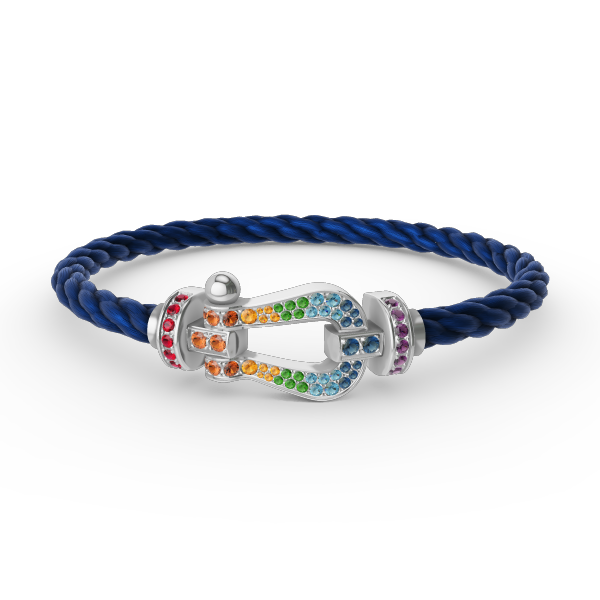 [Resenly Jewelry]FORC LARGE HORSESHOE  COLORED DIAMOND BRACELET SILVER