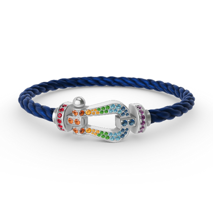 [Resenly Jewelry]FORC LARGE HORSESHOE  COLORED DIAMOND BRACELET SILVER