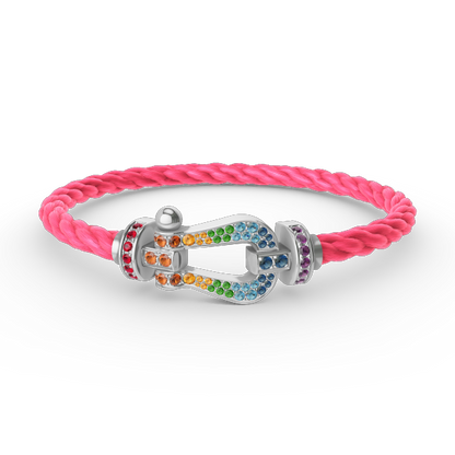 [Resenly Jewelry]FORC LARGE HORSESHOE  COLORED DIAMOND BRACELET SILVER