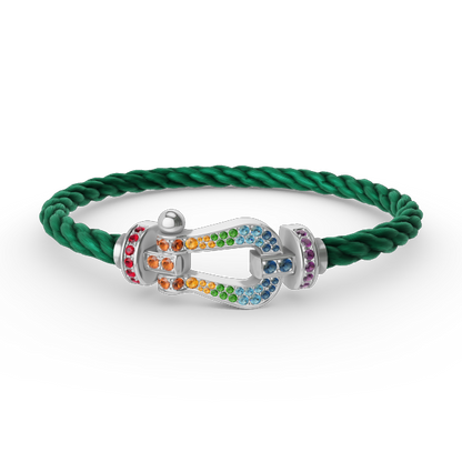 [Resenly Jewelry]FORC LARGE HORSESHOE  COLORED DIAMOND BRACELET SILVER