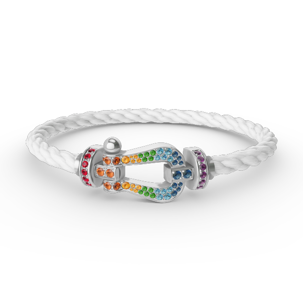 [Resenly Jewelry]FORC LARGE HORSESHOE  COLORED DIAMOND BRACELET SILVER