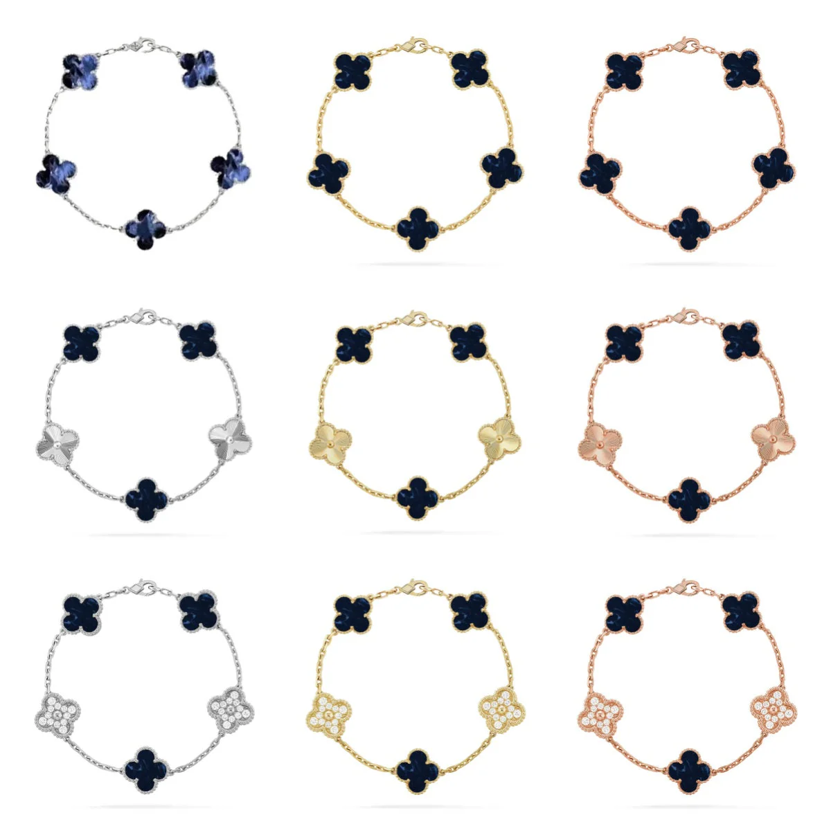 [Resenly Jewelry]CLOVER 5 MOTIF PIETERSITE BRACELET COLLECTION