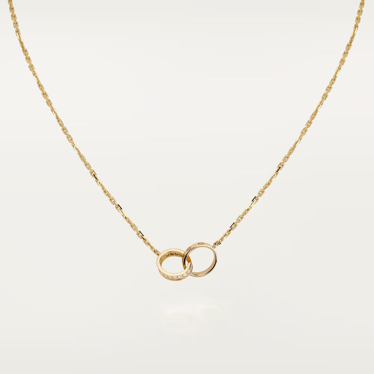 [Resenly Jewelry]LOVE DOUBLE RING HALF DIAMOND NECKLACE
