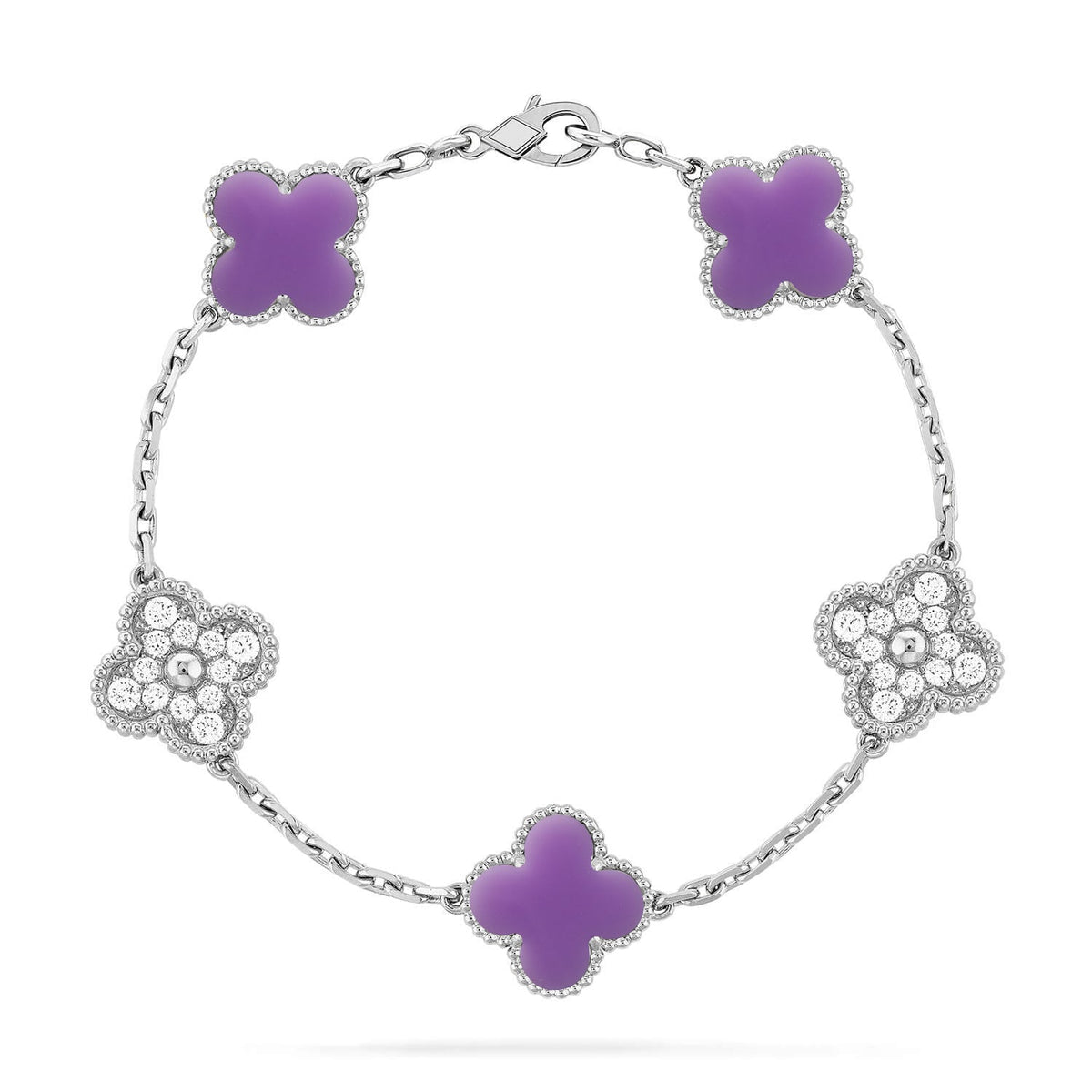[Resenly Jewelry]CLOVER 5 MOTIF LIGHT PURPLE BRACELET COLLECTION