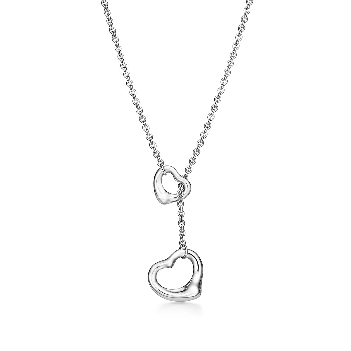 [Resenly Jewelry]OPEN HEART LARIAT NECKLACE SILVER