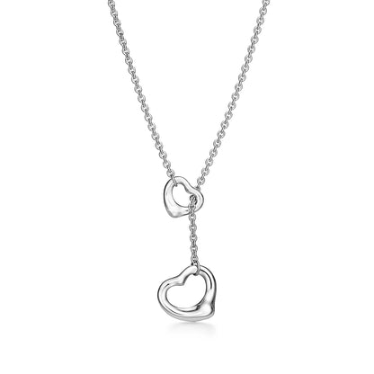 [Resenly Jewelry]OPEN HEART LARIAT NECKLACE SILVER