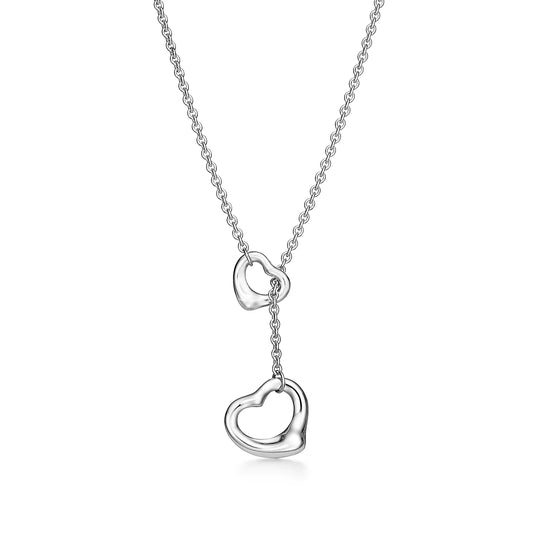 [Resenly Jewelry]OPEN HEART LARIAT NECKLACE SILVER
