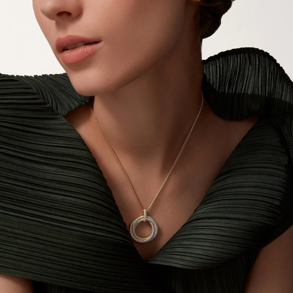 [Resenly Jewelry]TRINITY LARGE FULL DIAMOND  NECKLACE
