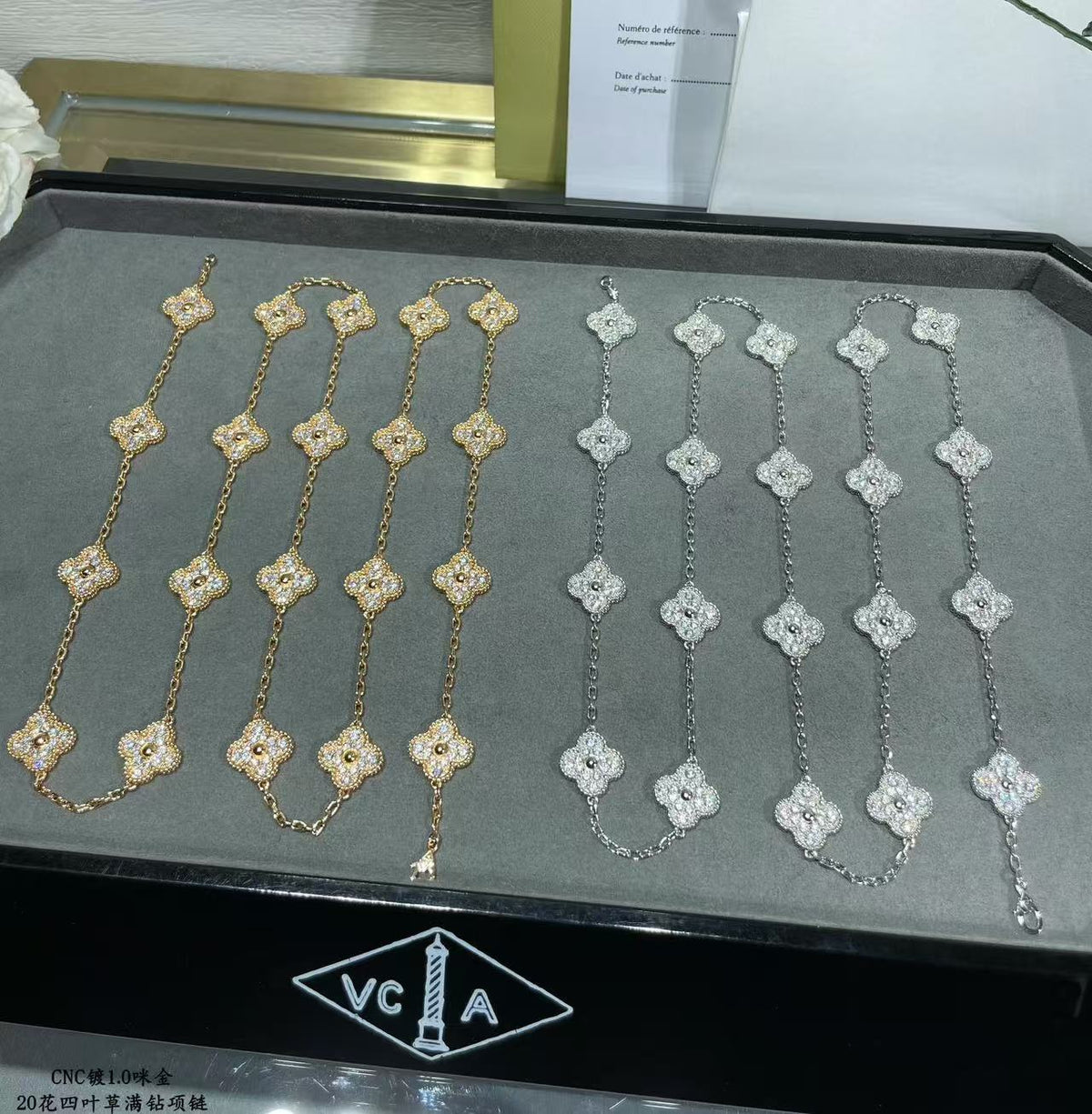 [Resenly Jewelry]CLOVER 20 MOTIFS FULL-DIAMOND NECKLACE