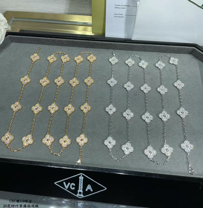 [Resenly Jewelry]CLOVER 20 MOTIFS FULL-DIAMOND NECKLACE