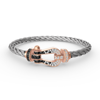 [Resenly Jewelry]FORCE LARGE HORSESHOE BLACK WHITE DIAMOND BRACELET ROSE GOLD