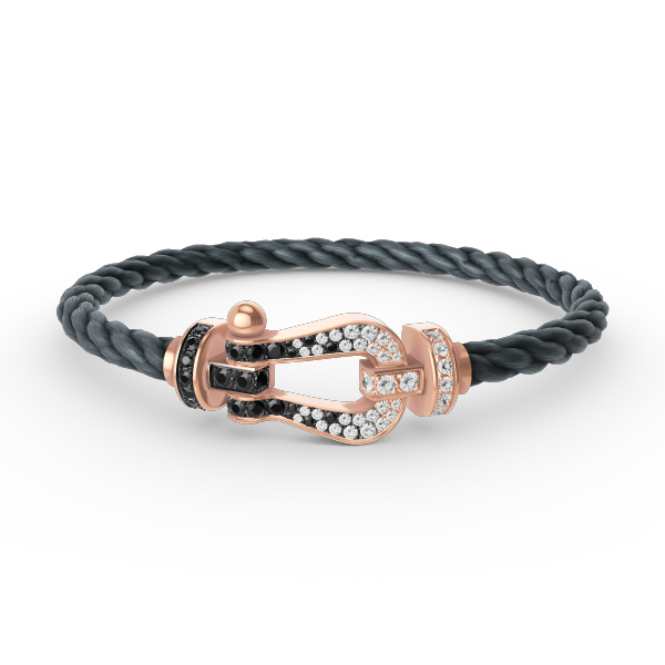 [Resenly Jewelry]FORCE LARGE HORSESHOE BLACK WHITE DIAMOND BRACELET ROSE GOLD