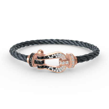 [Resenly Jewelry]FORCE LARGE HORSESHOE BLACK WHITE DIAMOND BRACELET ROSE GOLD