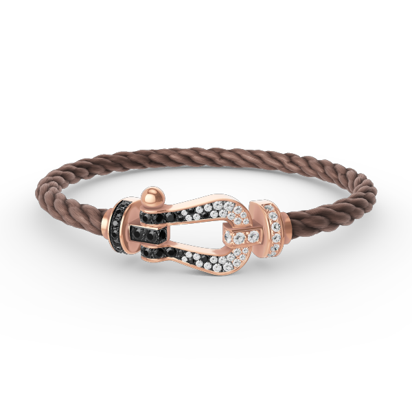 [Resenly Jewelry]FORCE LARGE HORSESHOE BLACK WHITE DIAMOND BRACELET ROSE GOLD