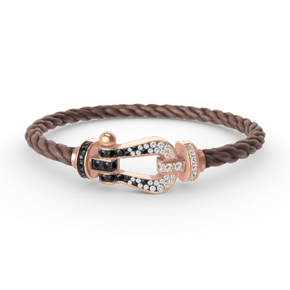 [Resenly Jewelry]FORCE LARGE HORSESHOE BLACK WHITE DIAMOND BRACELET ROSE GOLD