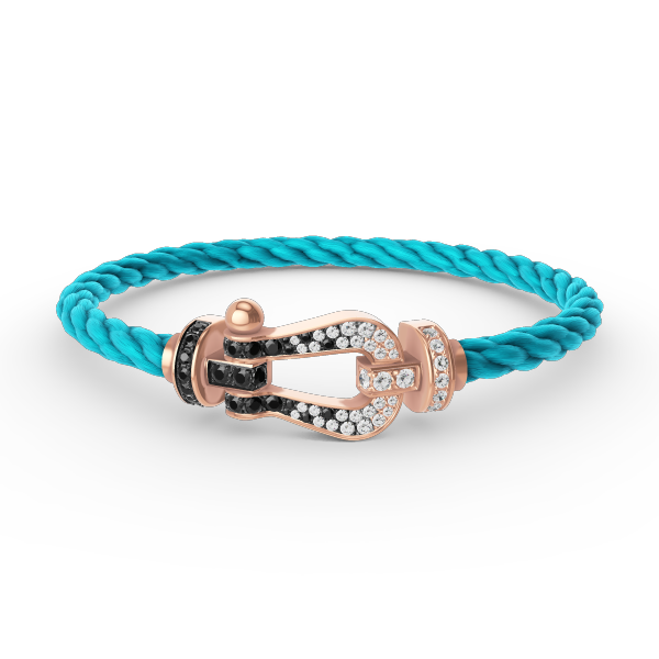 [Resenly Jewelry]FORCE LARGE HORSESHOE BLACK WHITE DIAMOND BRACELET ROSE GOLD