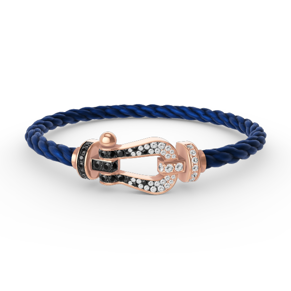 [Resenly Jewelry]FORCE LARGE HORSESHOE BLACK WHITE DIAMOND BRACELET ROSE GOLD