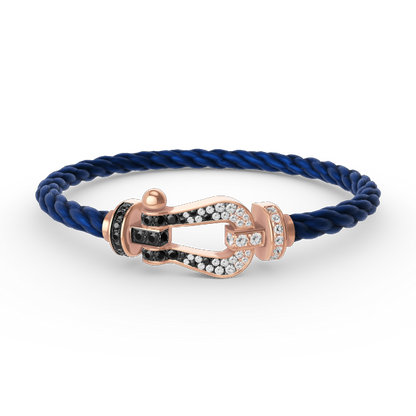 [Resenly Jewelry]FORCE LARGE HORSESHOE BLACK WHITE DIAMOND BRACELET ROSE GOLD