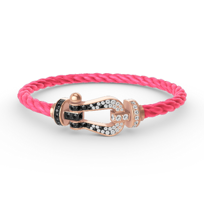 [Resenly Jewelry]FORCE LARGE HORSESHOE BLACK WHITE DIAMOND BRACELET ROSE GOLD