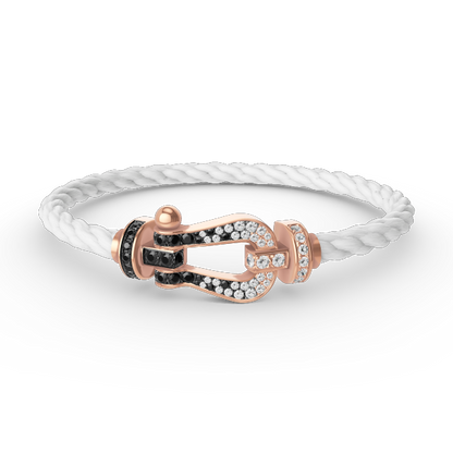 [Resenly Jewelry]FORCE LARGE HORSESHOE BLACK WHITE DIAMOND BRACELET ROSE GOLD
