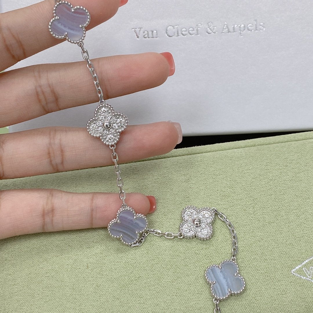 [Resenly Jewelry] CLOVER 5 MOTIF PURPLE CHALCEDONY BRACELET COLLECTION