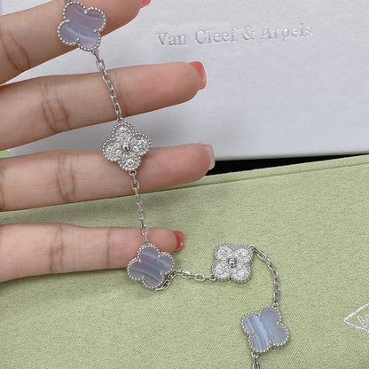 [Resenly Jewelry] CLOVER 5 MOTIF PURPLE CHALCEDONY BRACELET COLLECTION