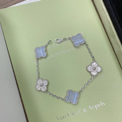 [Resenly Jewelry] CLOVER 5 MOTIF PURPLE CHALCEDONY BRACELET COLLECTION