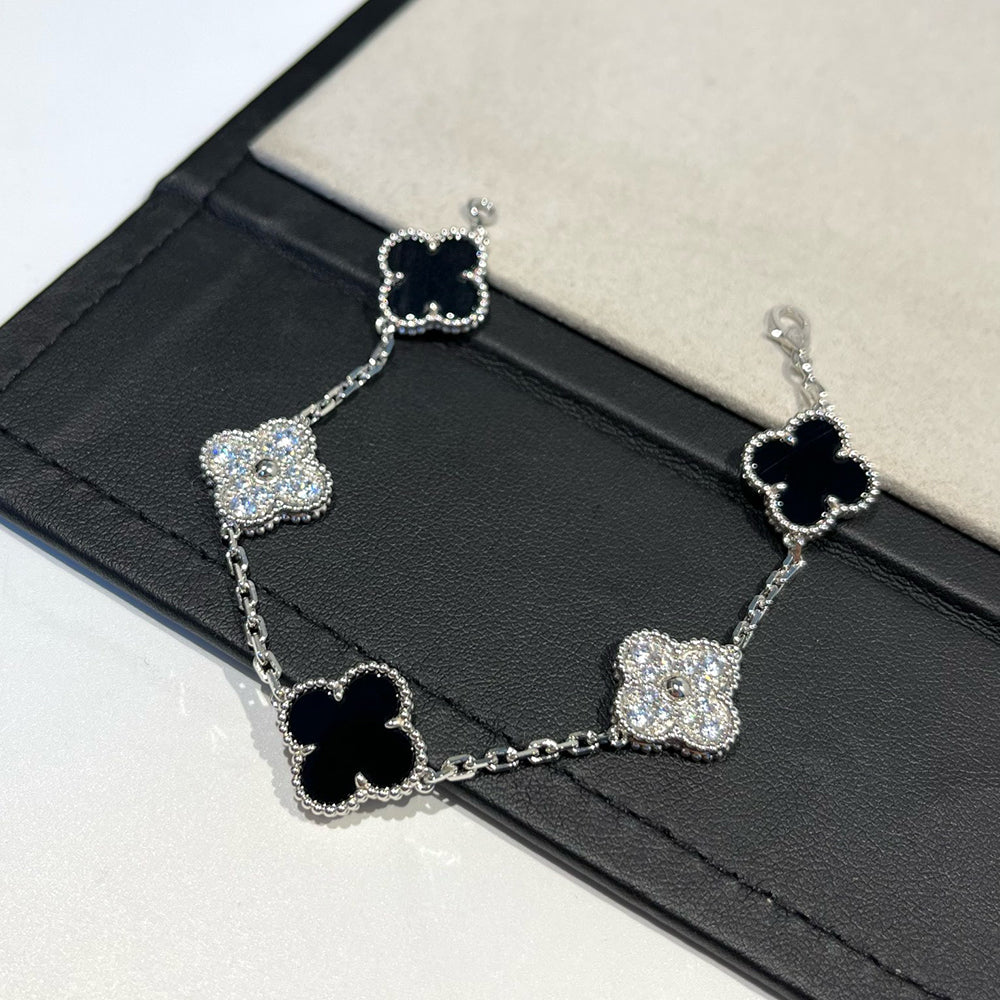[Resenly Jewelry] CLOVER 5 MOTIF ONYXS BRACELET COLLECTION