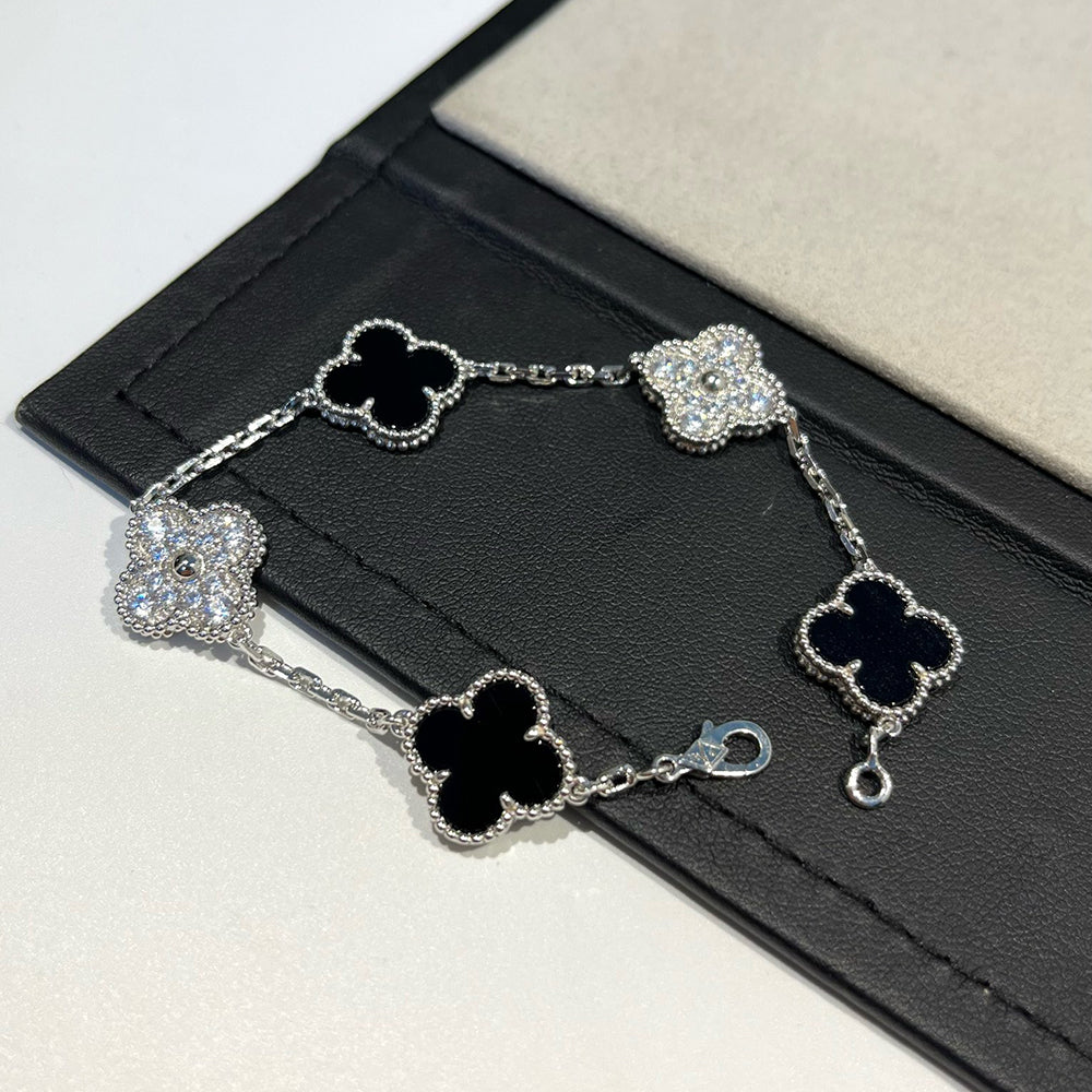 [Resenly Jewelry] CLOVER 5 MOTIF ONYXS BRACELET COLLECTION